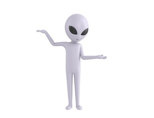 Grey Alien character choosing between two alternatives in 3d rendering.