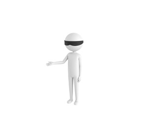 Blind Folded Stick Man character introducing in 3d rendering.