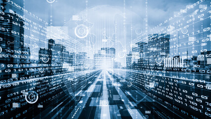 Business data analytic with tacit intelligent software making marketing strategy . Concept of smart...