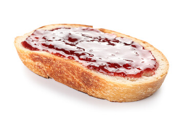 Delicious toast with jam isolated on white background