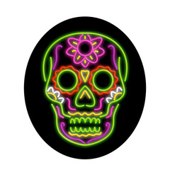 Sugar Skull Oval Neon Sign