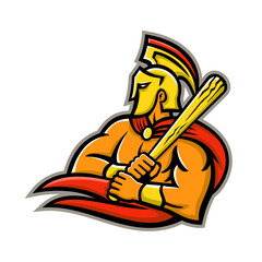 Trojan Warrior Baseball Player Mascot