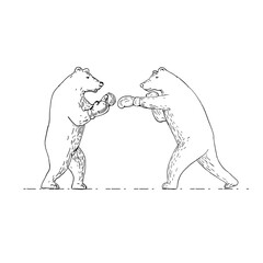 Two Grizzly Bear Boxers Boxing Drawing