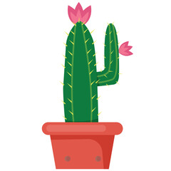 Green Cactus in plant pot element design