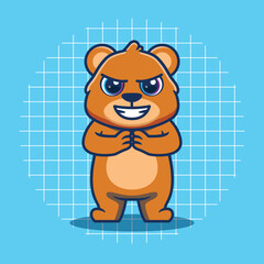 Bear mascot with evil expression vector illustration