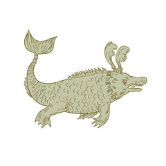 Ancient Sea Monster Drawing