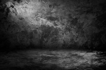 Concrete Wall and Floor with Spot light and Shadow Backgrounds, Dark Room, use for Product Display for Presentation.