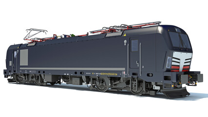 Locomotive 3D rendering on white background