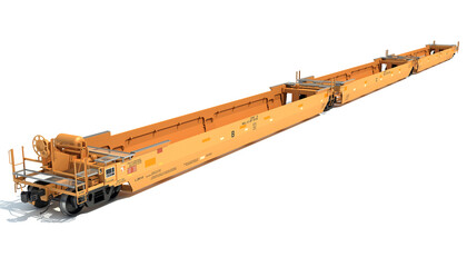 Railroad Double Stack Car 3D rendering on white background