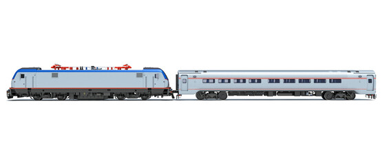 Passenger Train 3D rendering on white background