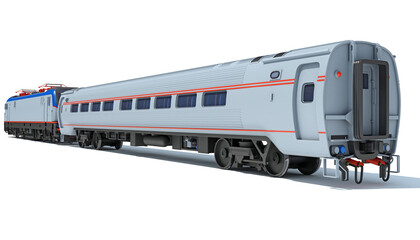 Fototapeta na wymiar Passenger Train 3D rendering on white background