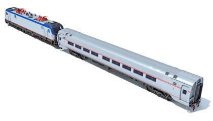 Passenger Train 3D rendering on white background