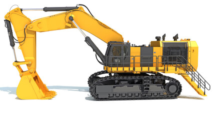 Tracked Mining Excavator Shovel heavy construction machinery 3D rendering