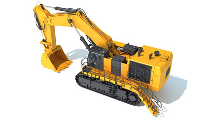 Tracked Mining Excavator Shovel heavy construction machinery 3D rendering