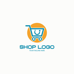 Online Store Logo Design Template. Vector illustration of shopping cart and shop bag combination logo design concept. Perfect for E-commerce, sales, discount or web store elements. Company emblem