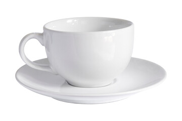 White coffee cup, ceramic cup, isolated on transparent background, one cup