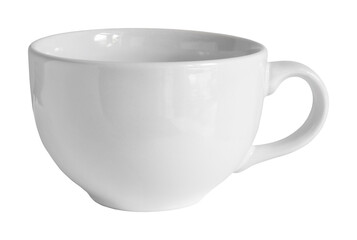 White coffee cup, ceramic cup, isolated on transparent background, one cup