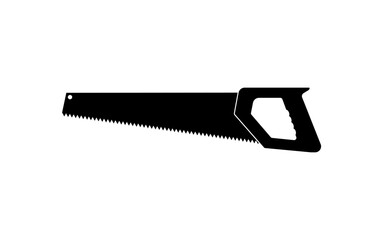 Handsaw vector silhouette black color isolated. Saw vector.