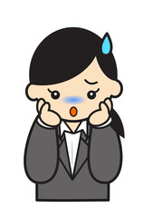 困った表情のビジネスウーマン