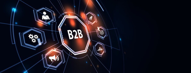 Business, Technology, Internet and network concept. B2B Business company commerce technology marketing concept. 3d illustration