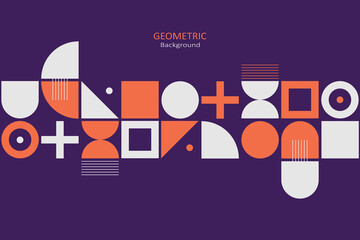 Abstract flat geometric background, template design with the simple shape of circles,  squares, and triangles. Landing page design, Vector Illustration. © nooumaporn