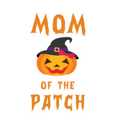 Pumpkin Mom of The Patch Funny Halloween Family T-shirt Design