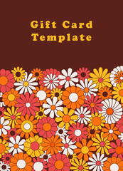 Trendy hippie floral greeting card template. Colorful flowers flat vector illustration. Suitable for greeting cards, social media posts, mobile apps, banners design and web internet ads. Vector eps10