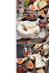 Collage of cheese assortment.