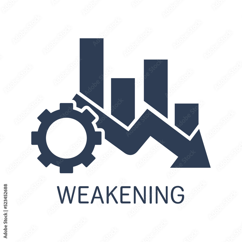 Poster weakening. the process of decline. vector linear icon isolated on white background.