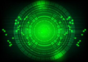 Vector cyber security communication concept with circuit board for the technology background