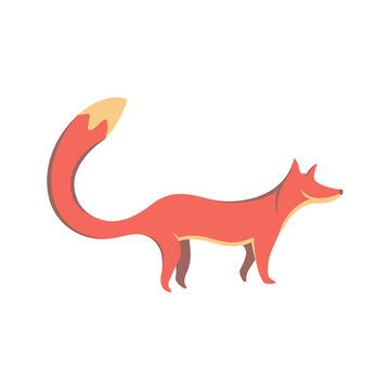 Red fox animal silhouette vector illustration minimal flat design isolated on white background