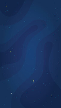 Abstract deep space background vector illustration. Comic style starry deep space wallpaper on vertical blue color background for astrology graphic concept or futuristic children space game.