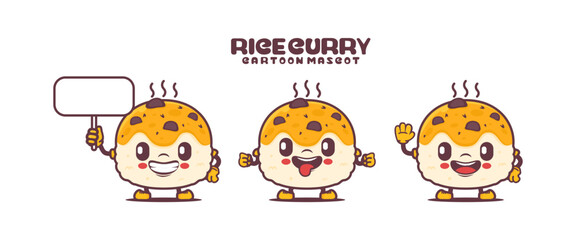 rice curry cartoon mascot. food vector illustration