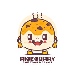 rice curry cartoon mascot. food vector illustration