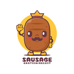 Sausage cartoon mascot. food vector illustration
