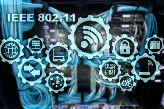 Wireless data transmission concept IEEE 802.11. Server background