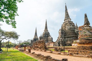 Fototapeta na wymiar Wat Phra Sri Sanphet Temple in the precinct of Sukhothai Historical Park, a UNESCO World Heritage Site in Thailand