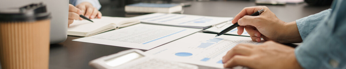 Obraz premium Business concept, Business colleagues planning and analyze strategy of the company together