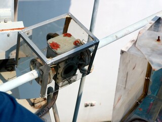 Jakarta, 24 June 2022; Installation of Acrylic transformer mechanical relay cover to prevent faults caused by short circuits due to rain water