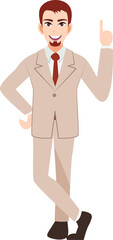 Businessman cartoon character set. Handsome business man in office style smart suit
