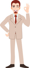 Businessman cartoon character set. Handsome business man in office style smart suit