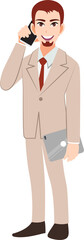 Businessman cartoon character set. Handsome business man in office style smart suit