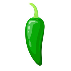 A whole jalapeno on a white background. Cartoon design.
