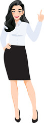 Businesswoman cartoon character with Beautiful business woman in office style white shirt