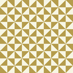Geometric vector pattern with triangles and arrows. Geometric modern ornament. Seamless abstract golden and white background