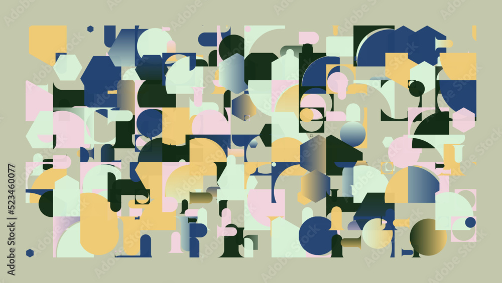 Poster modernism aesthetics inspired vector graphic pattern made with abstract geometric shapes