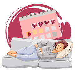 Woman having uncomfortable menstruation situation felling uncomfortable