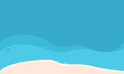 Wave blue ocean sea with sand beach vacation travel in summer season top view flat vector design.