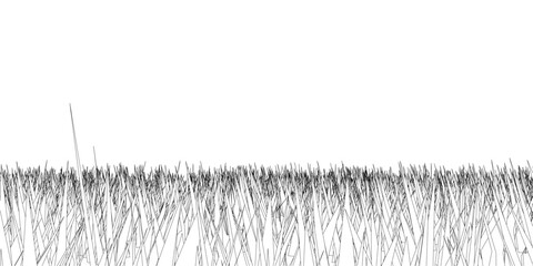 Black lines grass contour isolated on white background. Front view. Vector illustration.