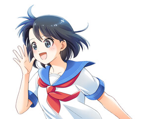 笑顔で話しかける女子学生